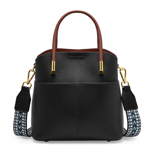 Sac GABBI noir en cuir, vue de face
