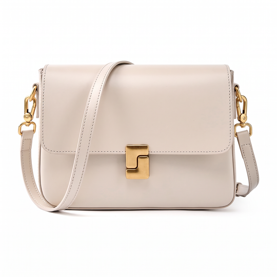 Sac SALOMÉ beige en cuir, vue de face