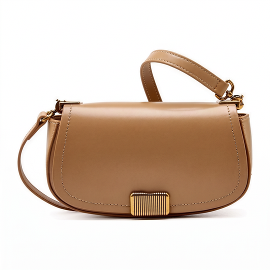 Sac YARA camel en cuir, vue de face