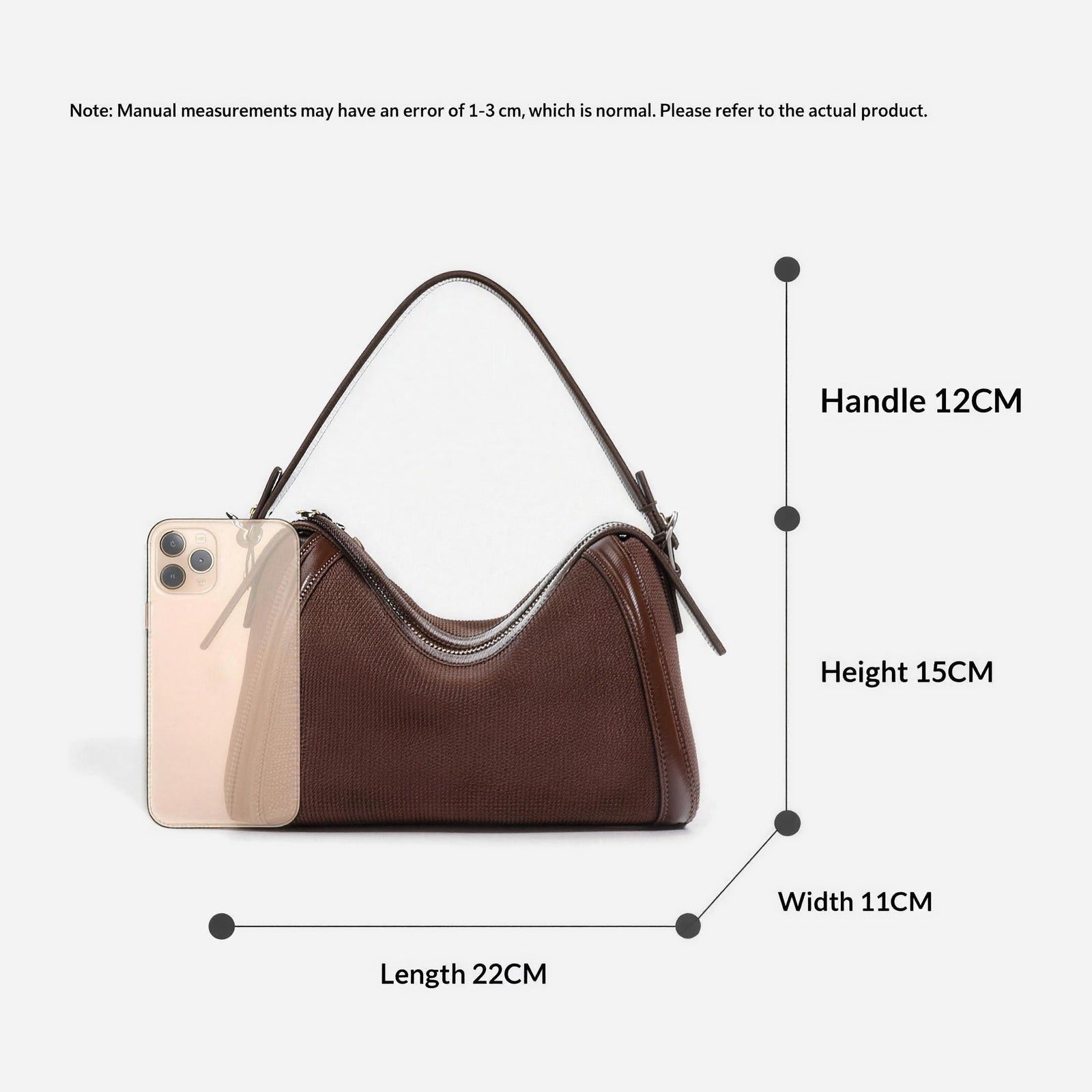 Sac INÈS marron clair – dimensions