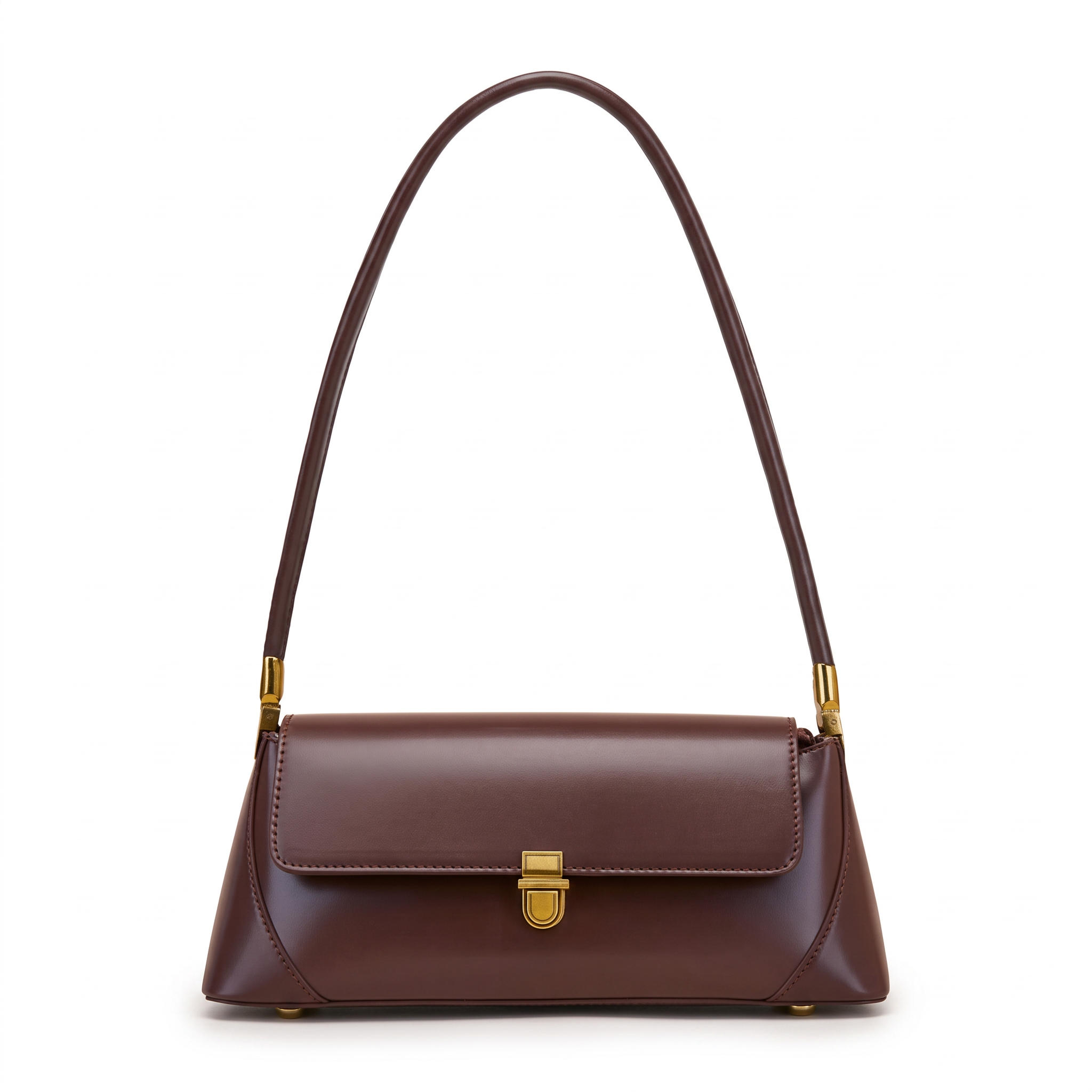 Sac AGATHE marron foncé en cuir, vue de face