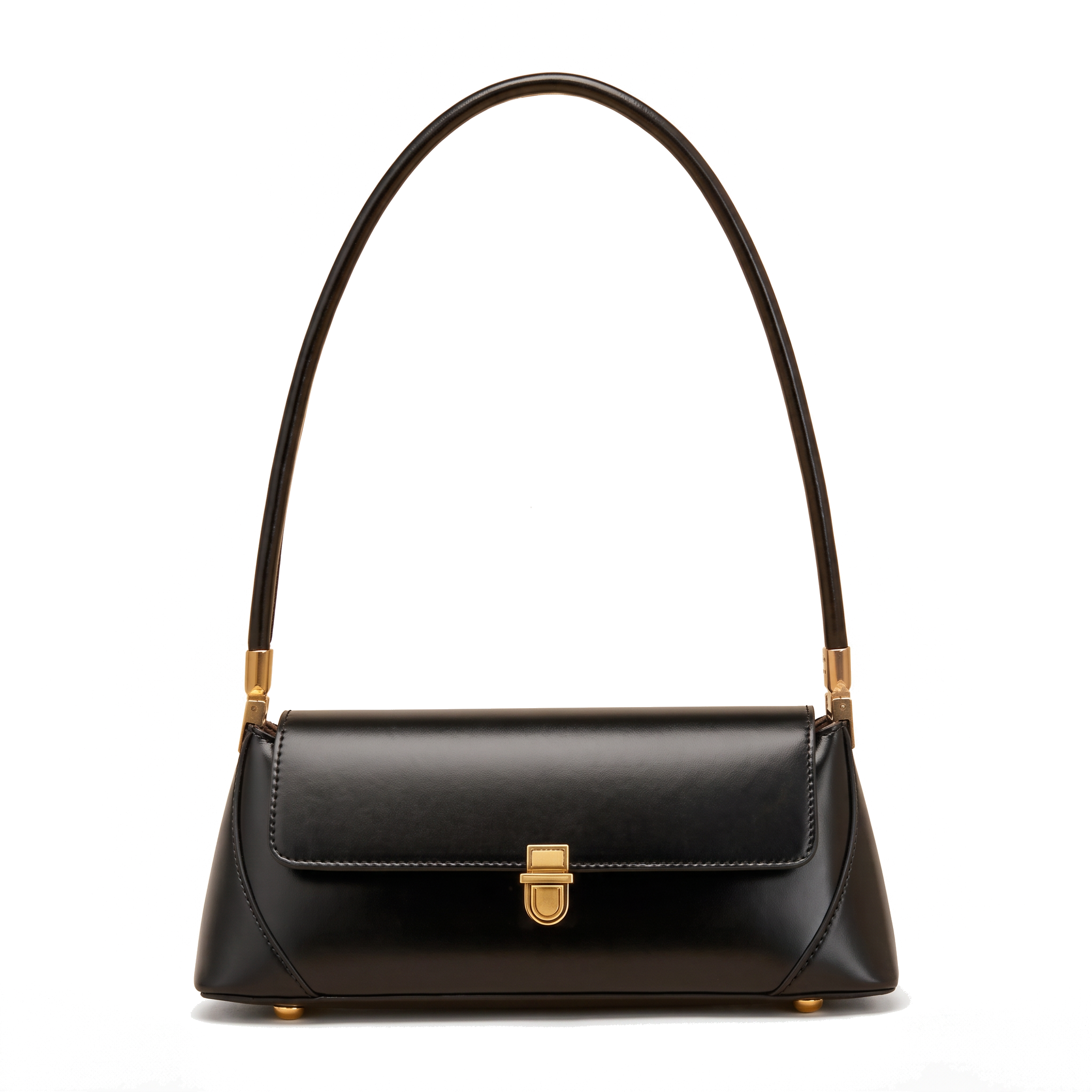 Sac AGATHE noir en cuir, vue de face
