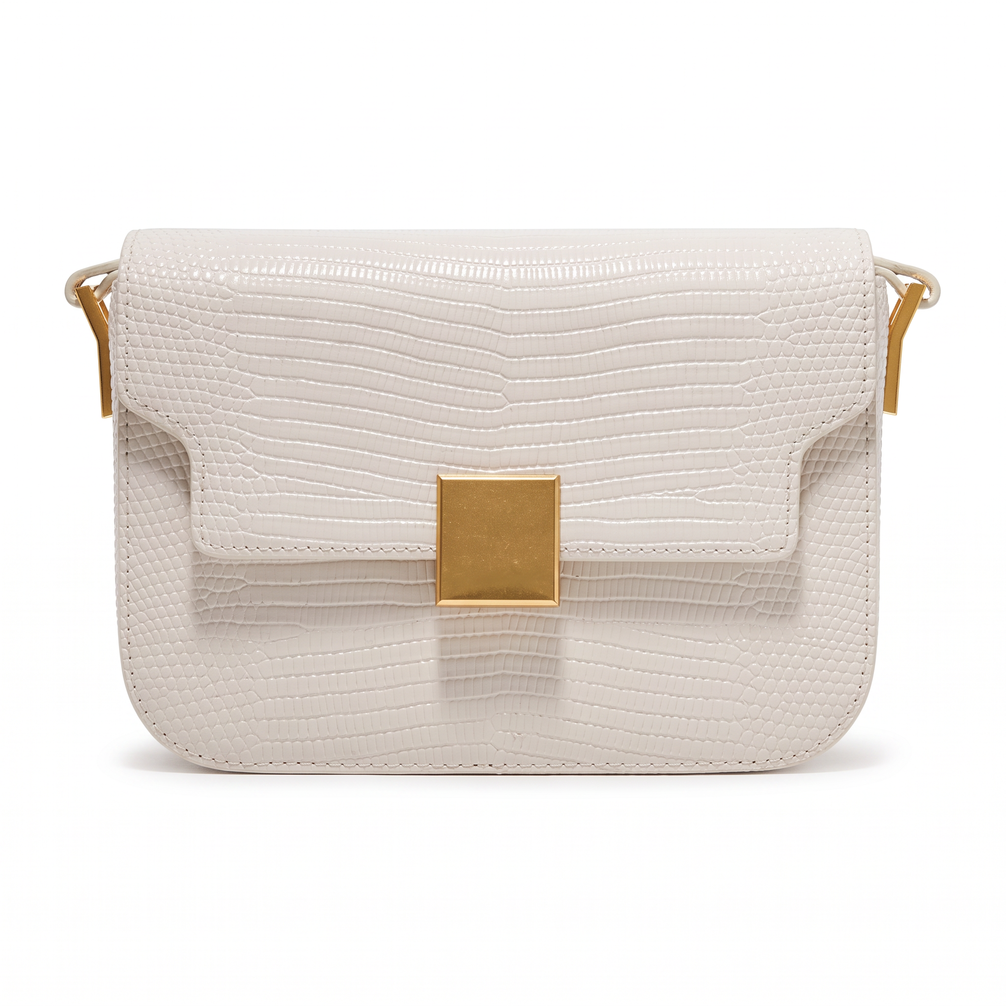 Sac AMBRE blanc en cuir, vue de face