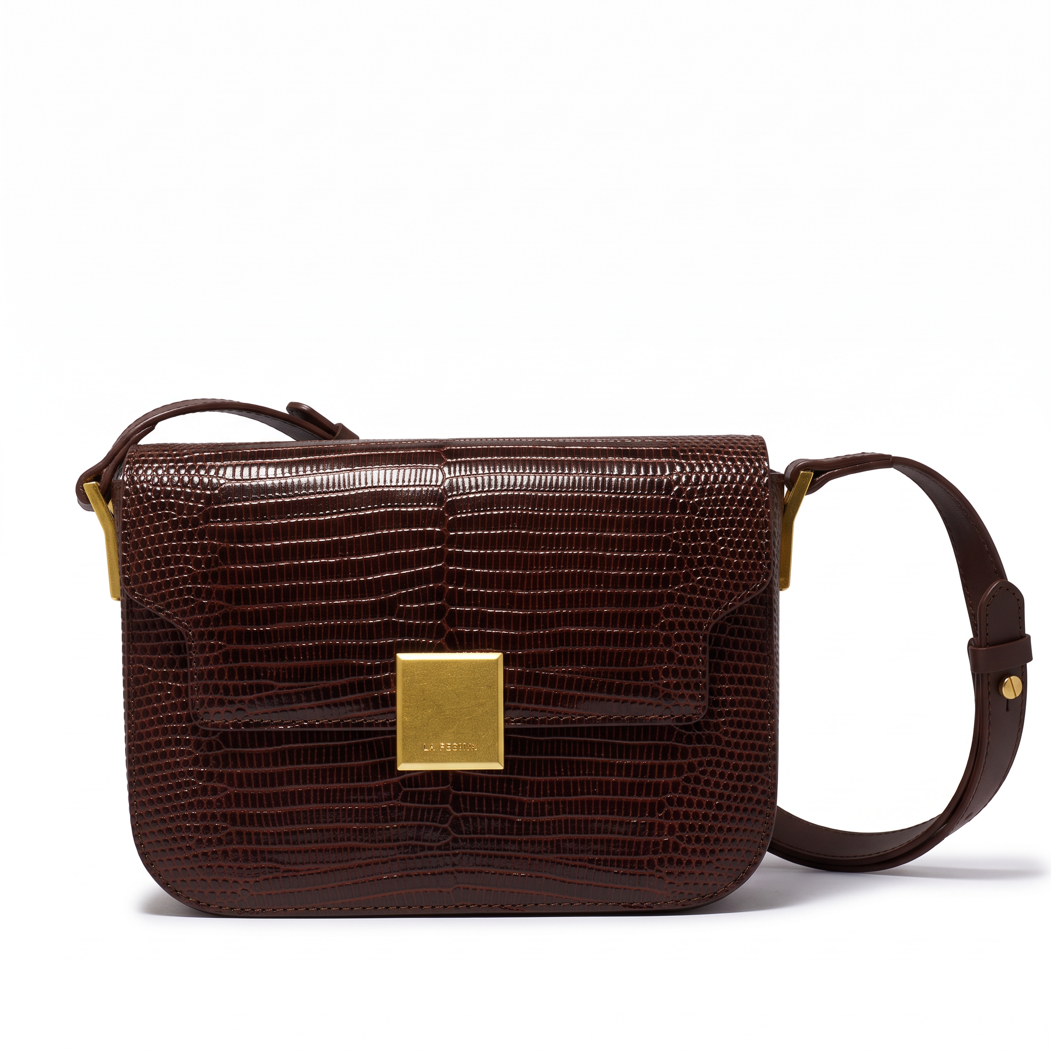 Sac AMBRE marron foncé en cuir, vue de face
