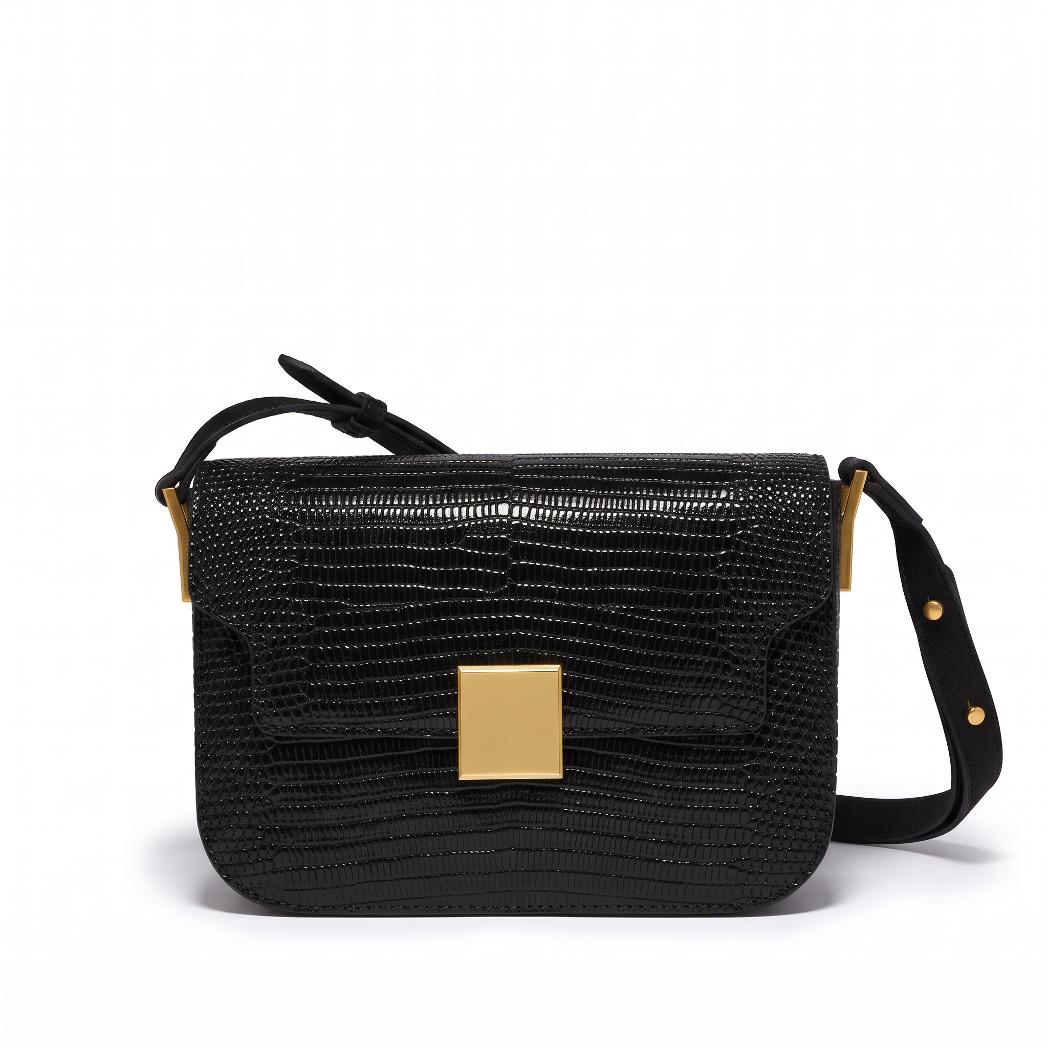 Sac AMBRE noir en cuir, vue de face