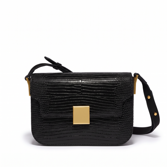 Sac AMBRE noir en cuir, vue de face