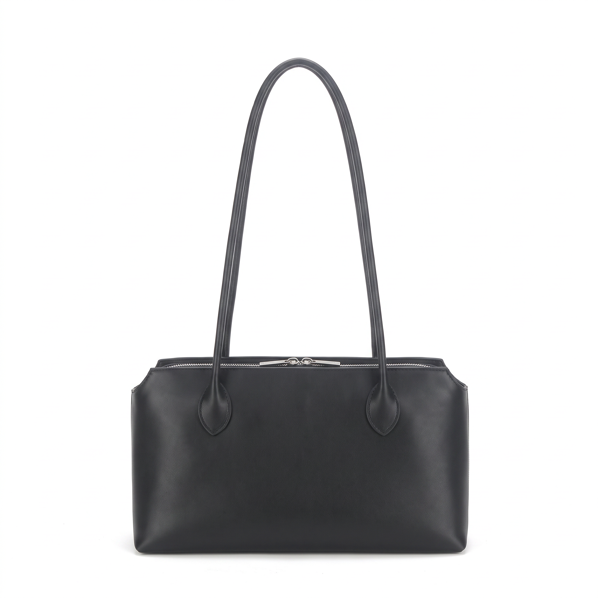 Sac AVA noir en cuir lisse, vue de face