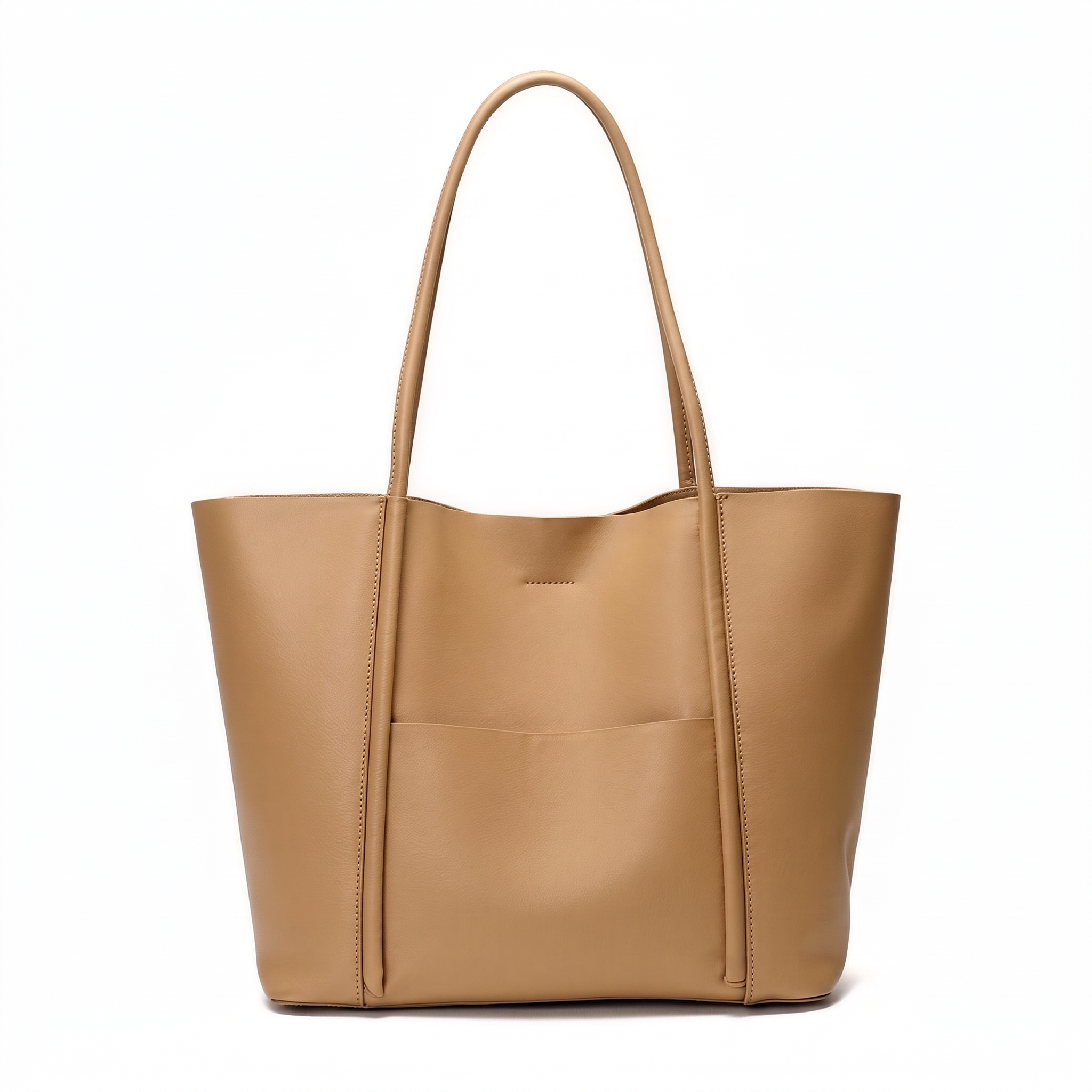 Sac CAMEO L camel en cuir, vue de face
