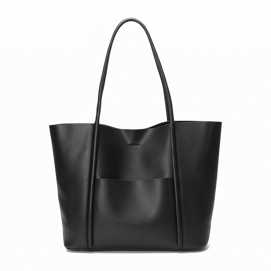 Sac CAMEO L noir en cuir, vue de face