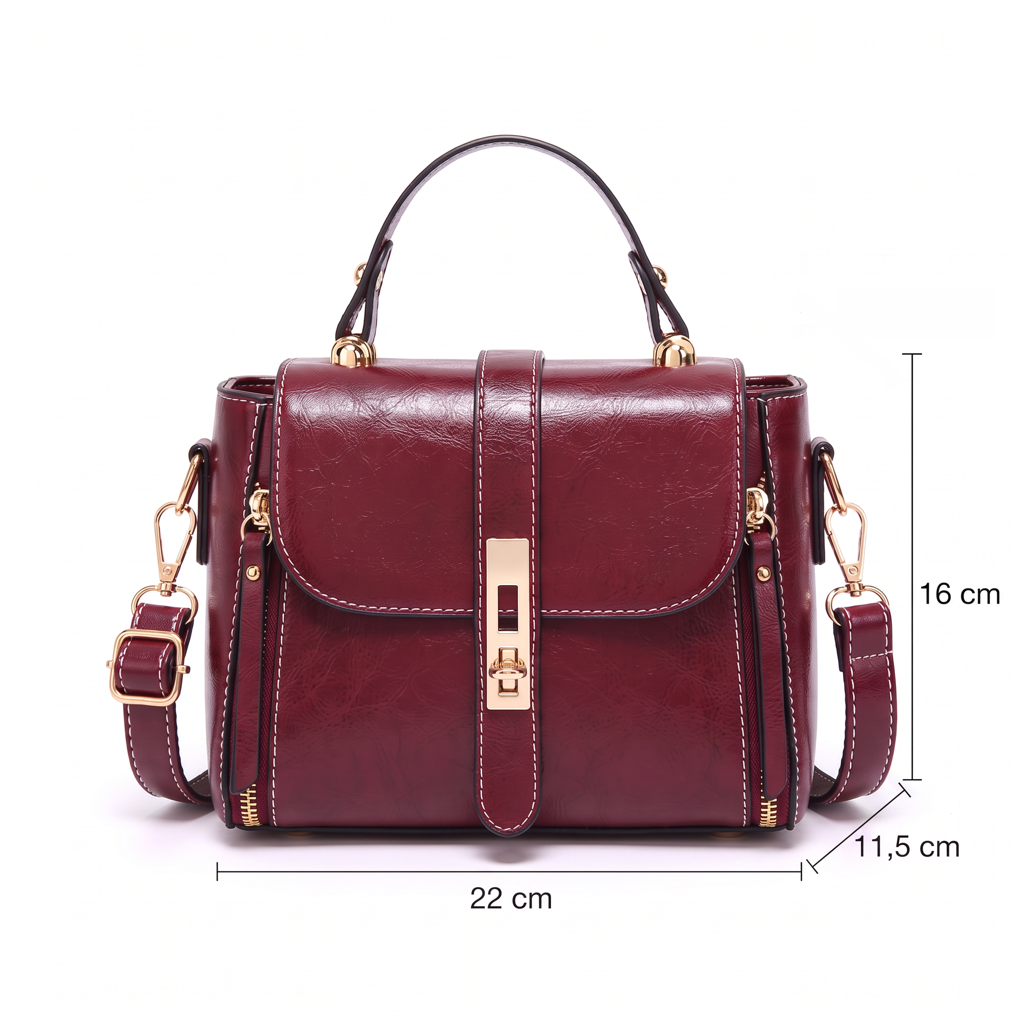 Sac CAMILA rouge bordeaux, dimensions