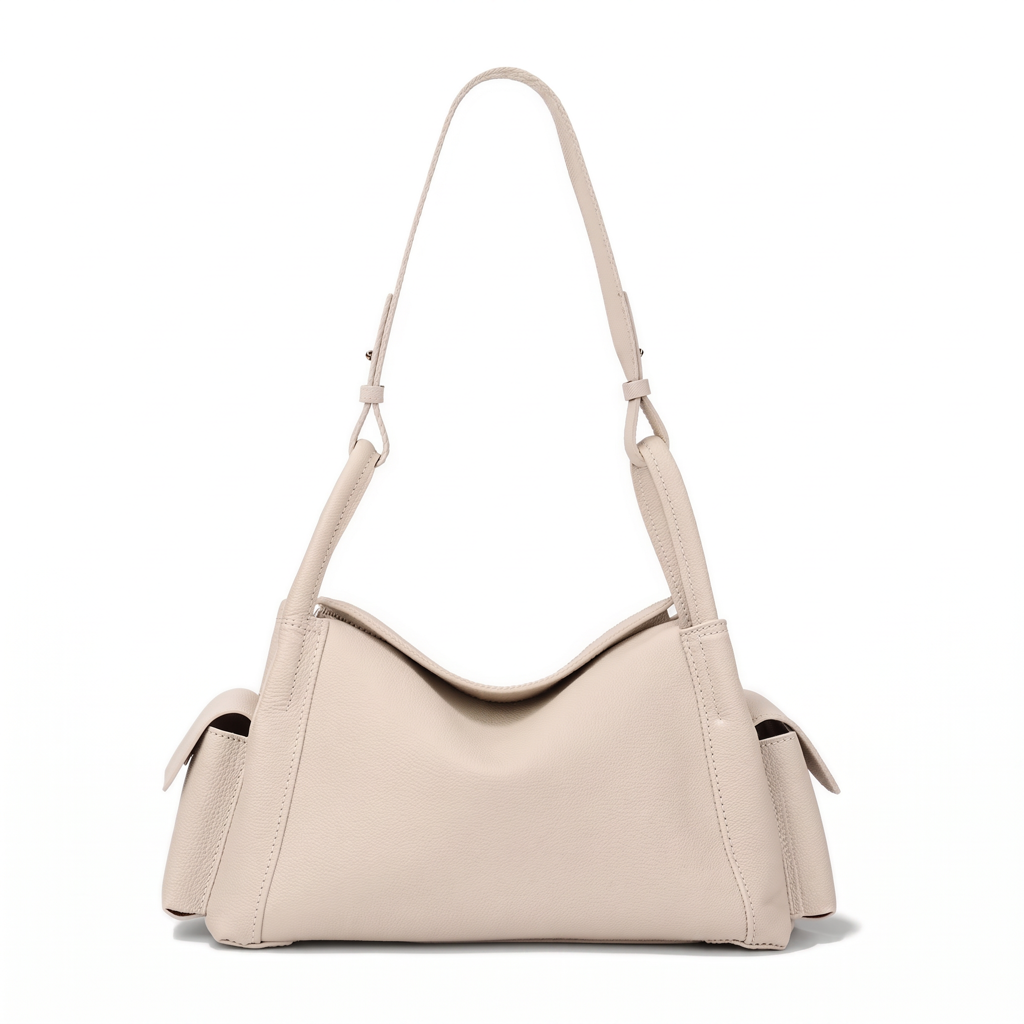 Sac CAMILLE crème en cuir, vue de face