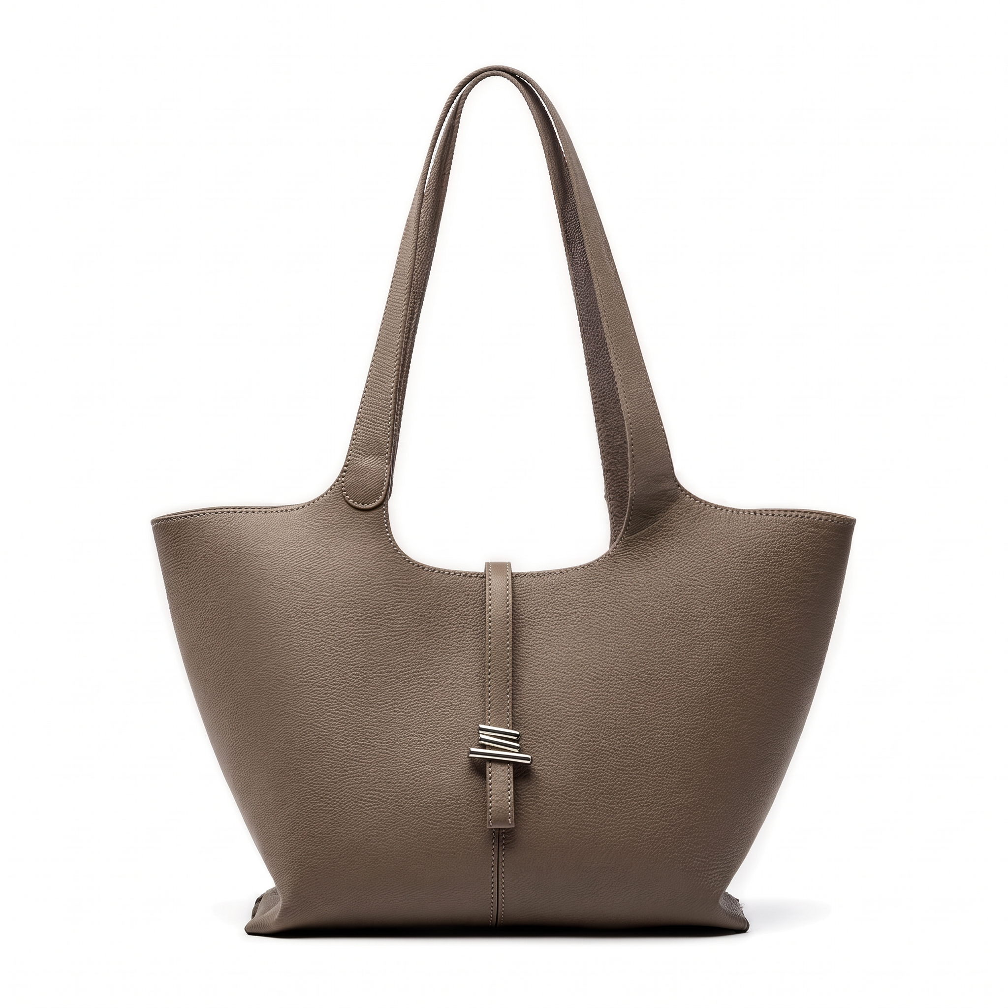 Sac CÉLESTE gris en cuir, vue de face