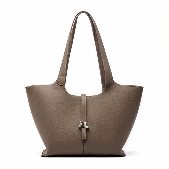 Sac CÉLESTE gris en cuir, vue de face