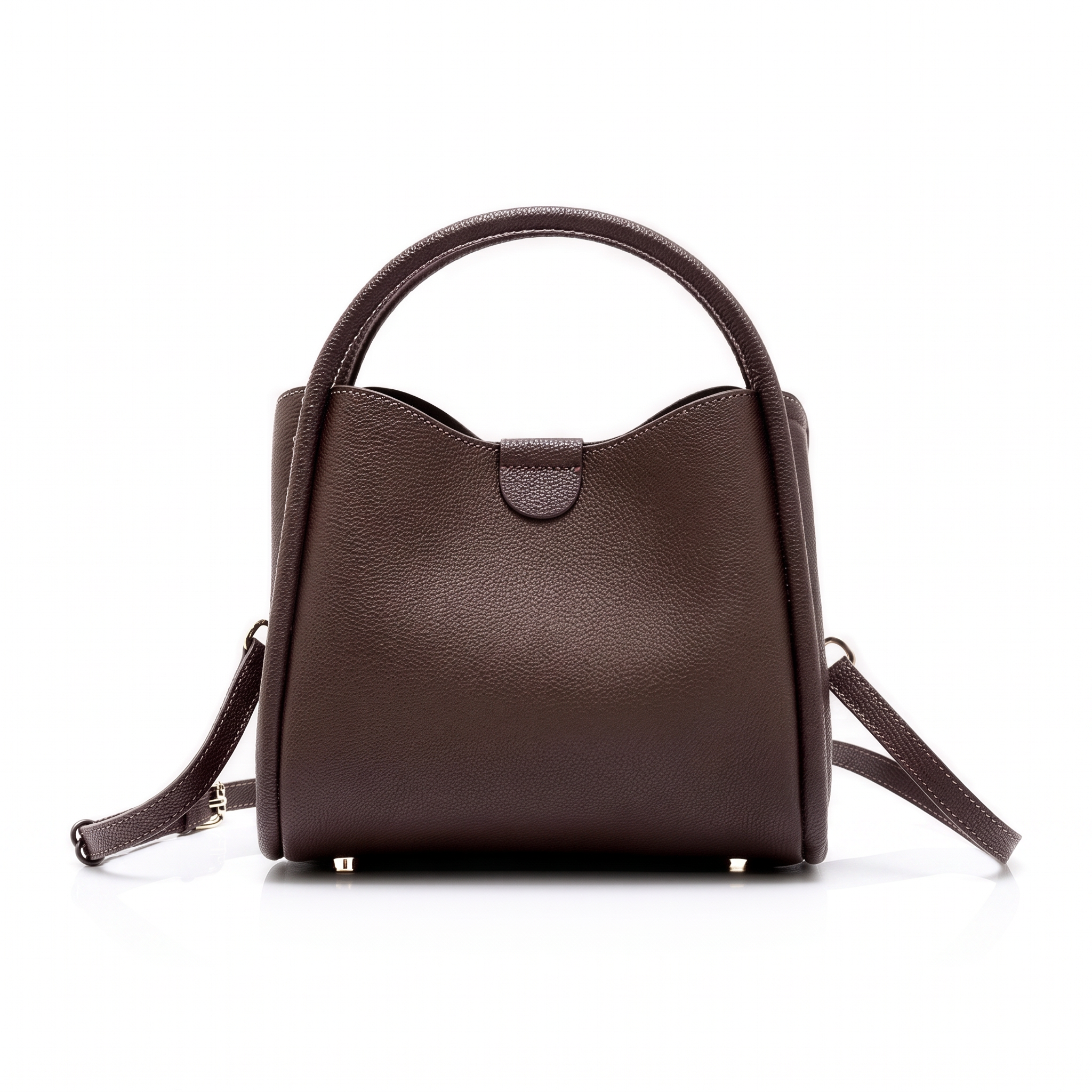 Sac CLARA marron foncé en cuir, vue de face