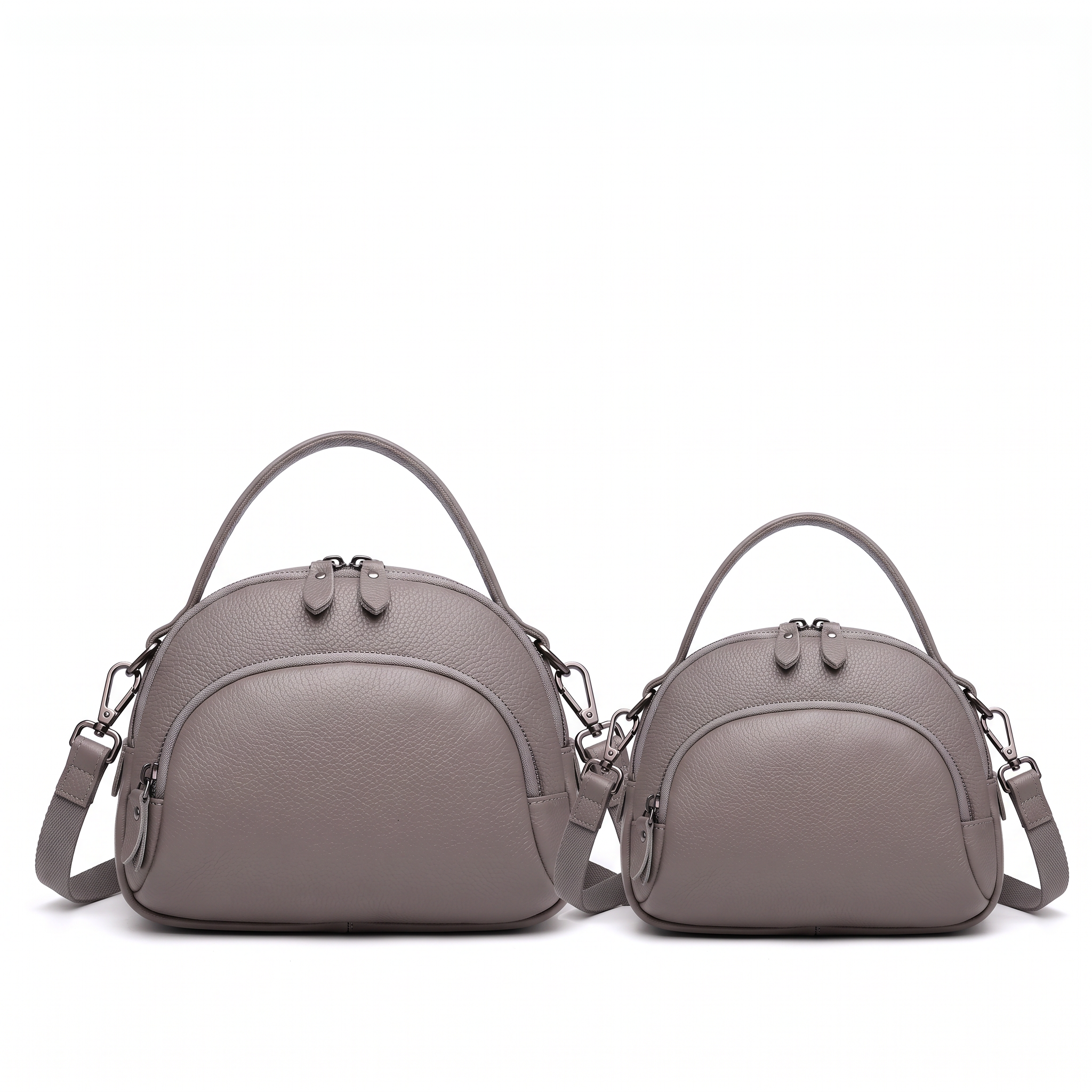 Sac CLEO gris, grand et petit modèle côte à côte