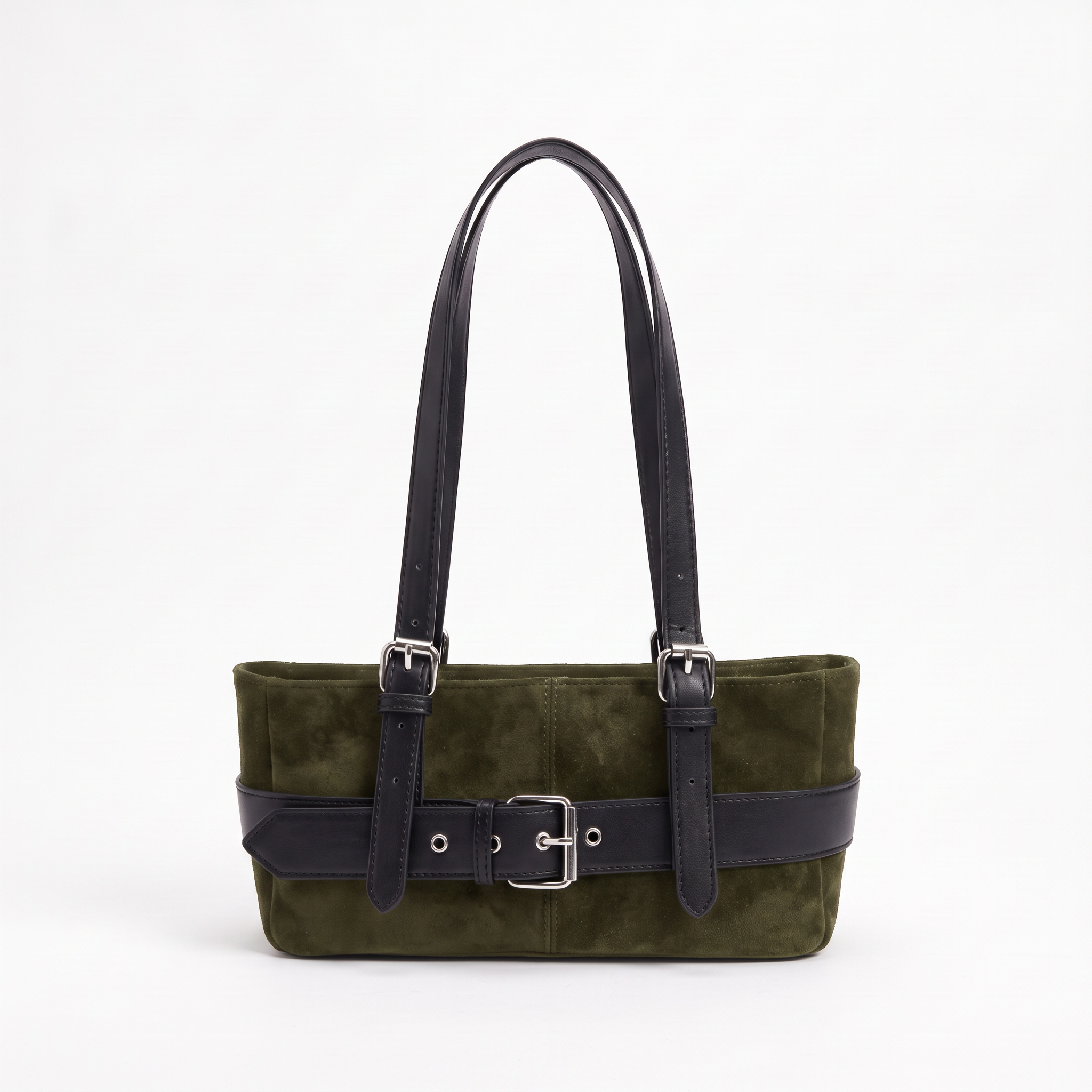 Cabas ELIANA vert olive, vue de face