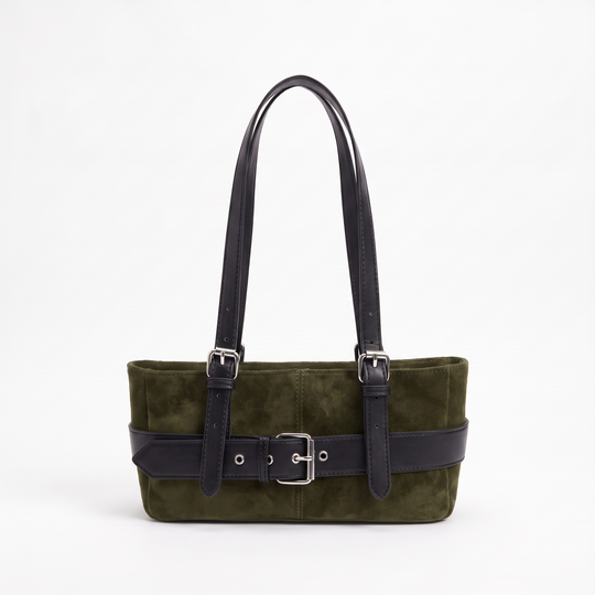 Cabas ELIANA vert olive, vue de face