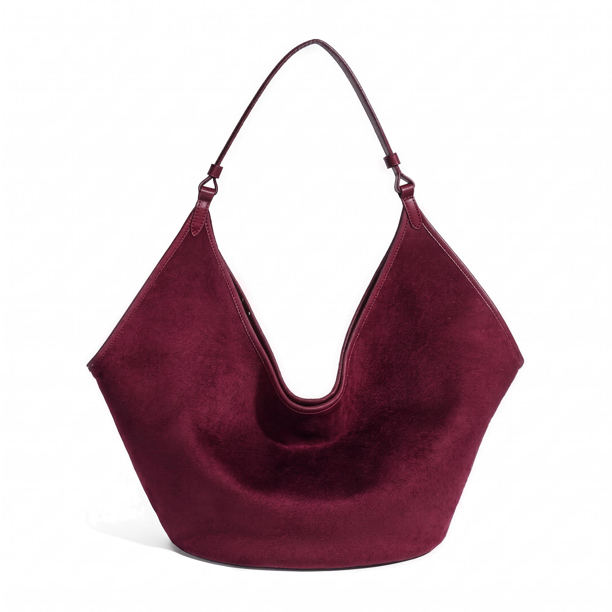 Sac ÉLISE rouge bordeaux en daim, vue de face