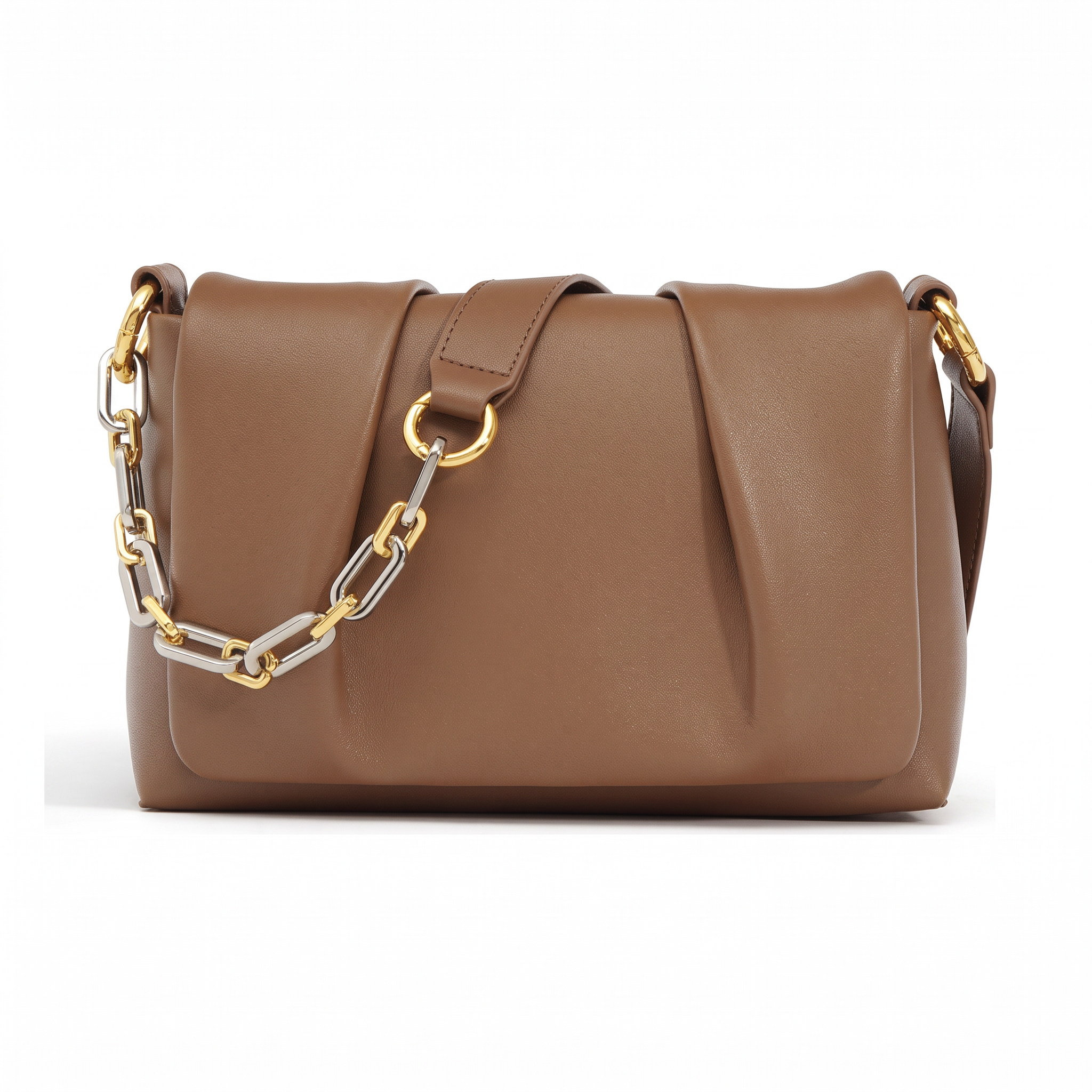 Sac EMY marron clair en cuir, vue de face