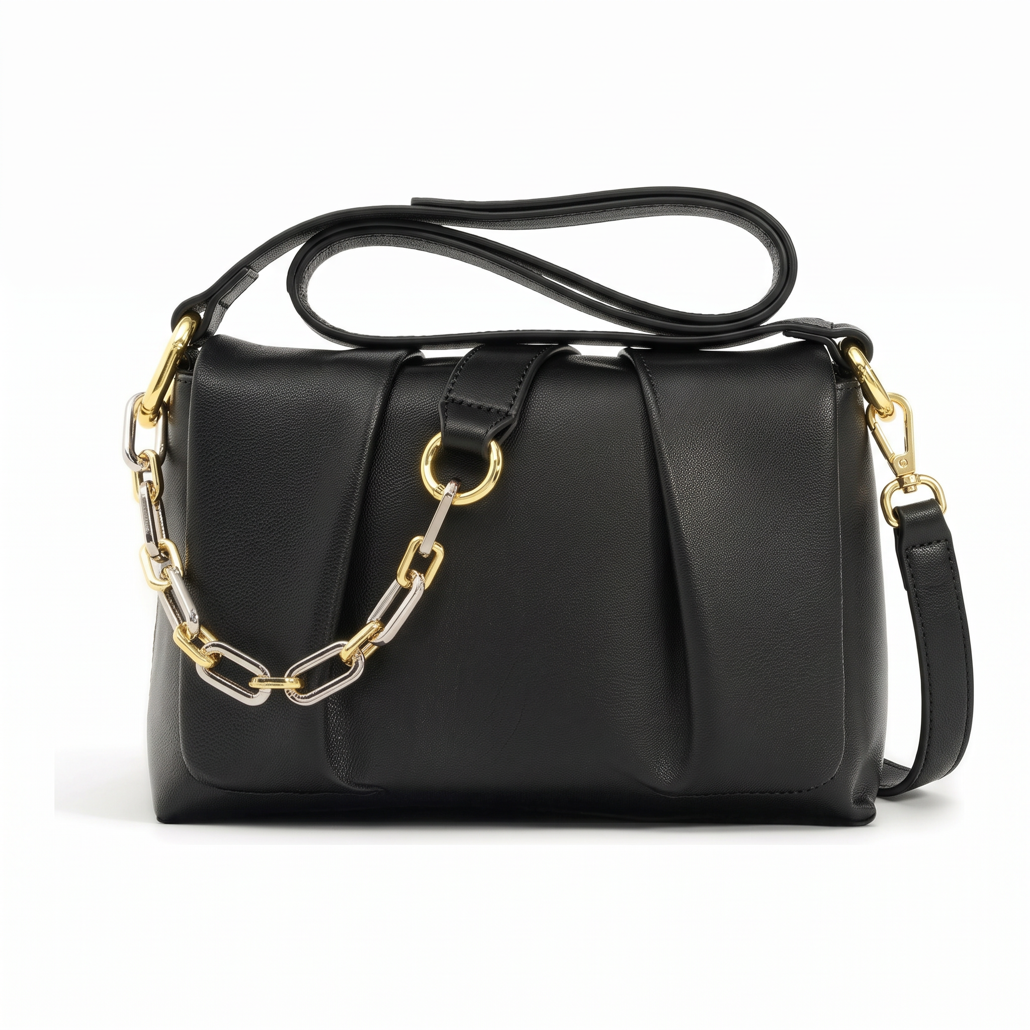 Sac EMY noir en cuir, vue de face