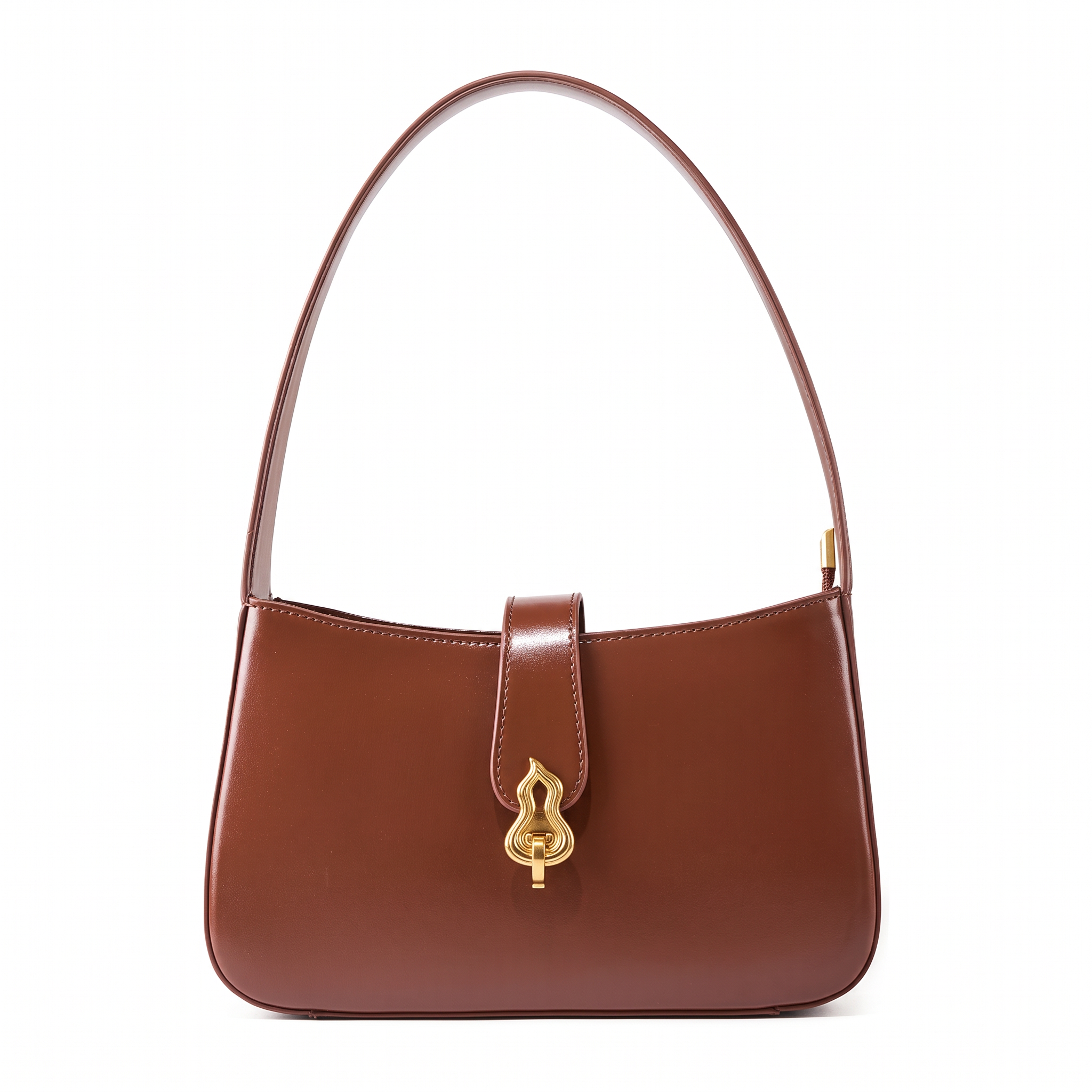 Sac FLAME marron en cuir, vue de face