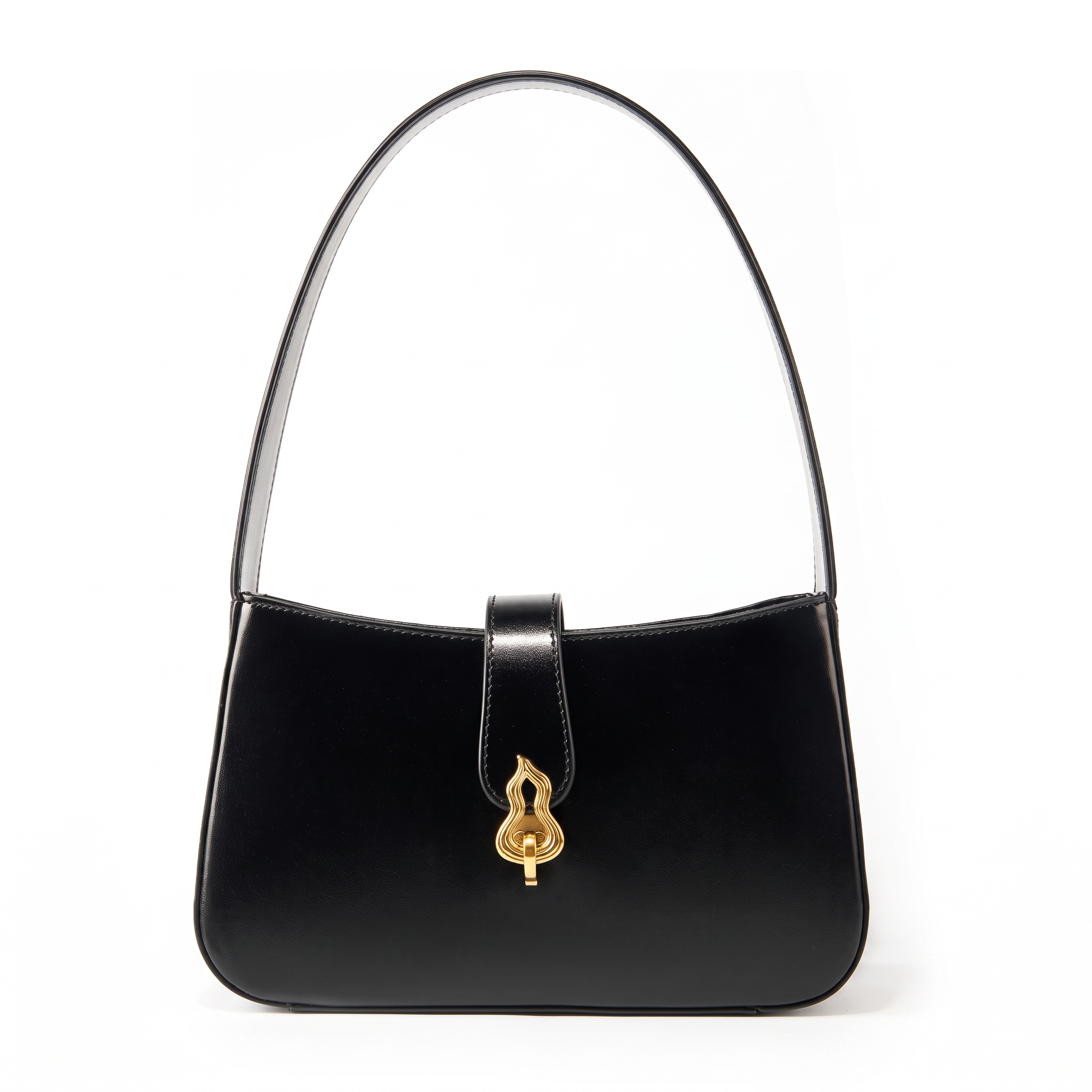Sac FLAME noir en cuir, vue de face