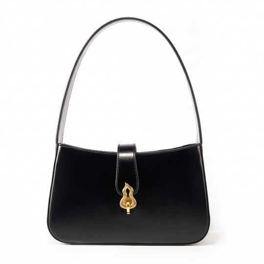 Sac FLAME noir en cuir, vue de face