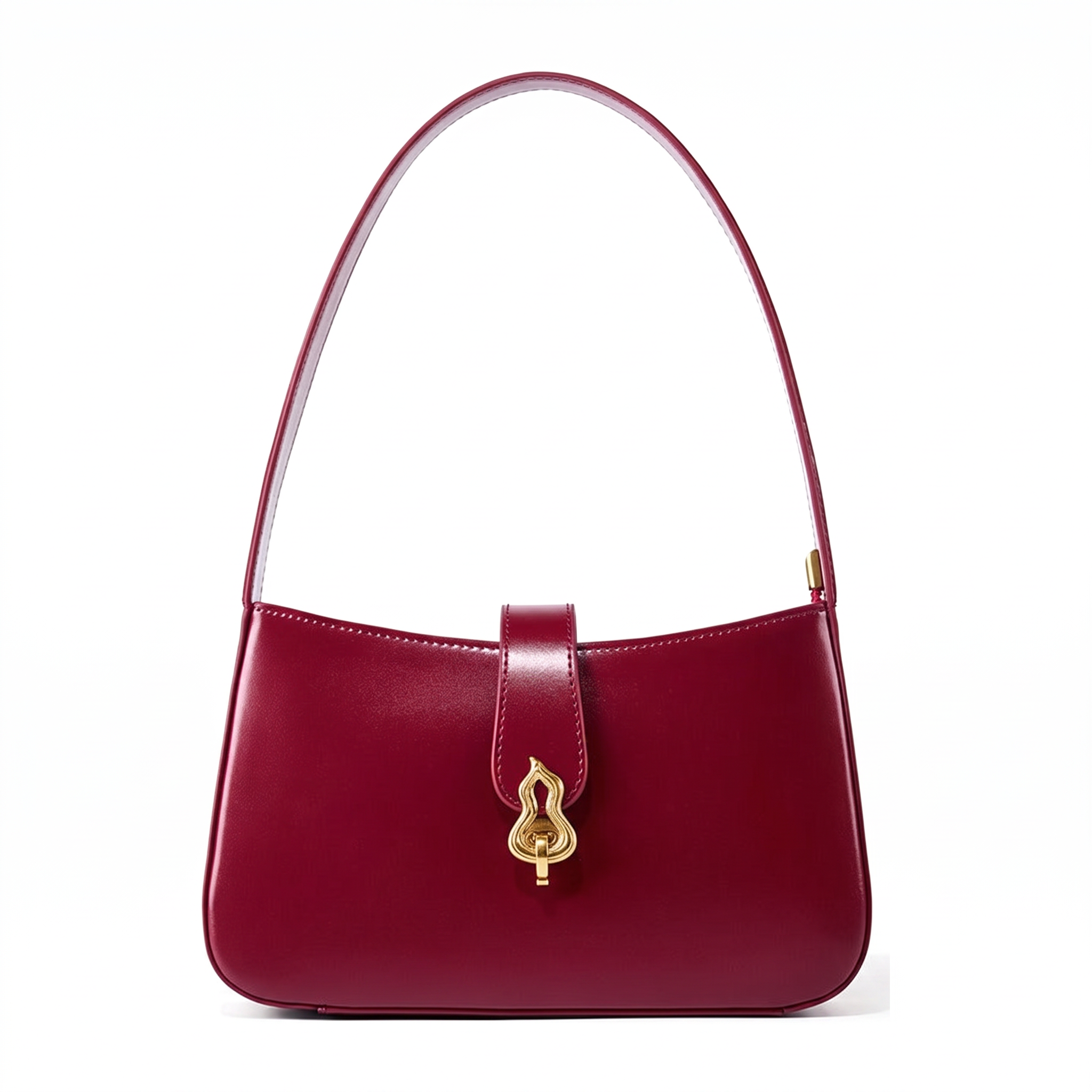 Sac FLAME rouge bordeaux en cuir, vue de face