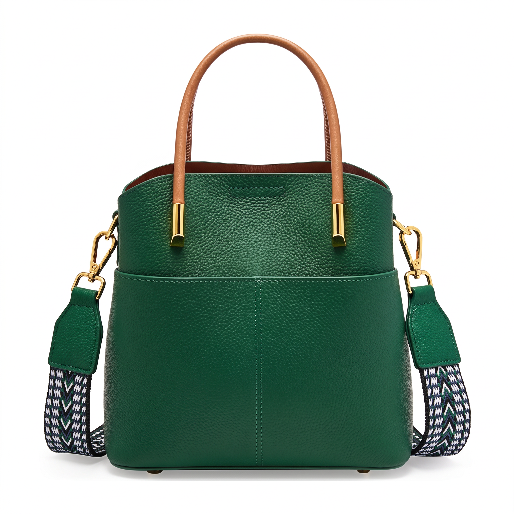 Sac GABBI vert en cuir, vue de face