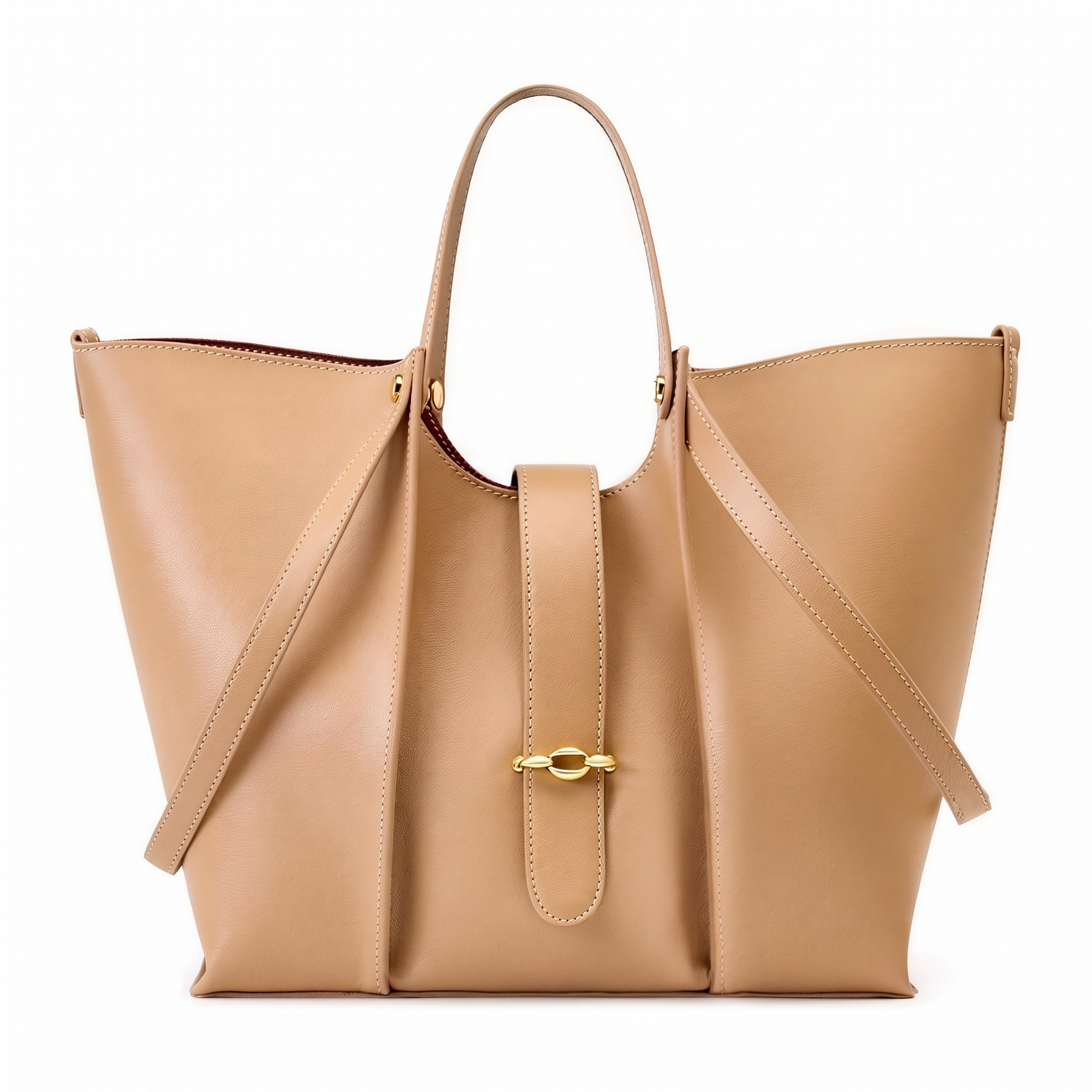 Sac GRACE abricot en cuir, vue de face