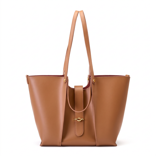 Sac GRACE camel en cuir, vue de face