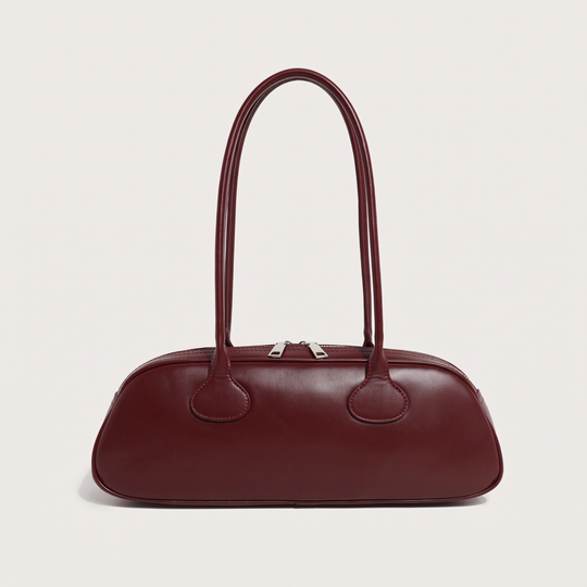 Sac baguette GRETA rouge bordeaux, vue de face