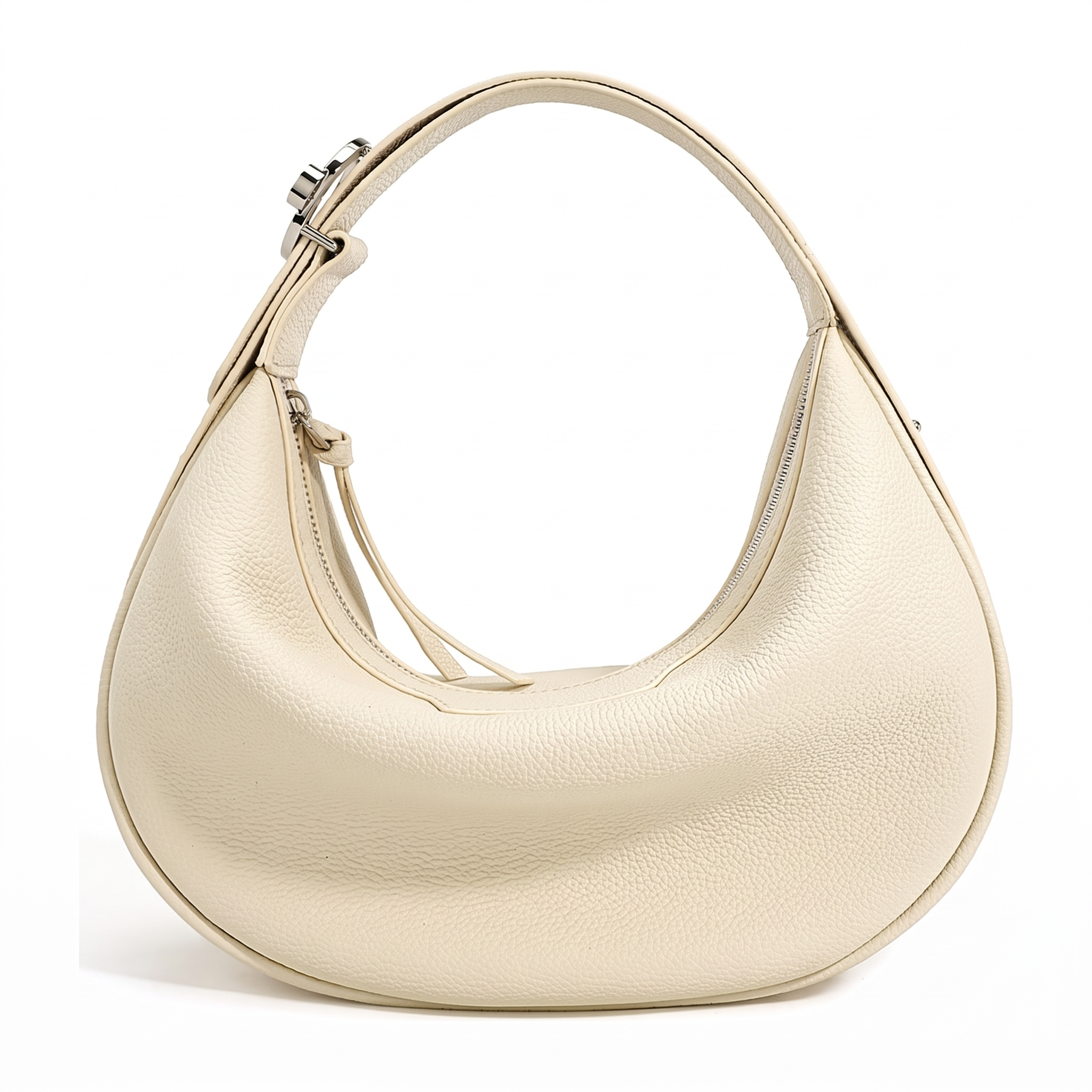 Sac HALFMOON crème en cuir, vue de face