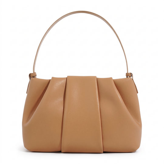 Sac JADE camel en cuir, vue de face