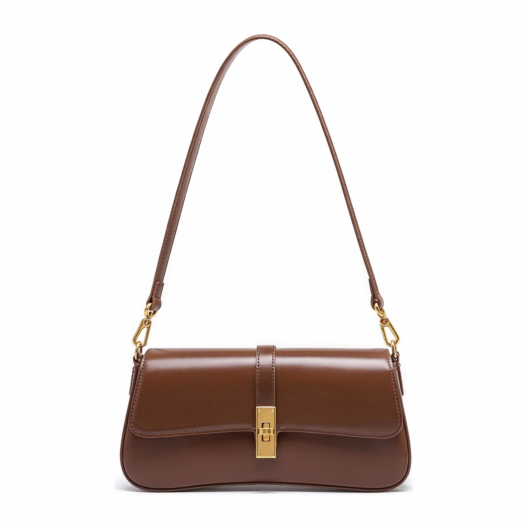 Sac LADY marron en cuir, vue de face