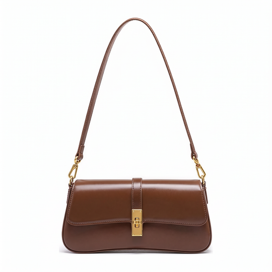 Sac LADY marron en cuir, vue de face