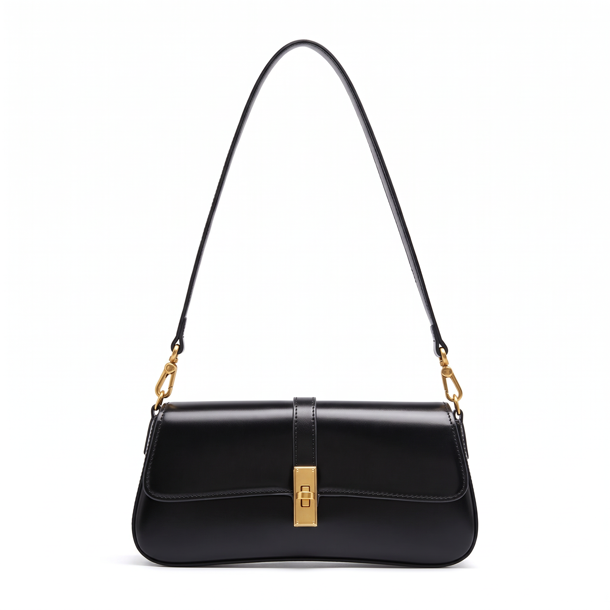 Sac LADY noir en cuir, vue de face