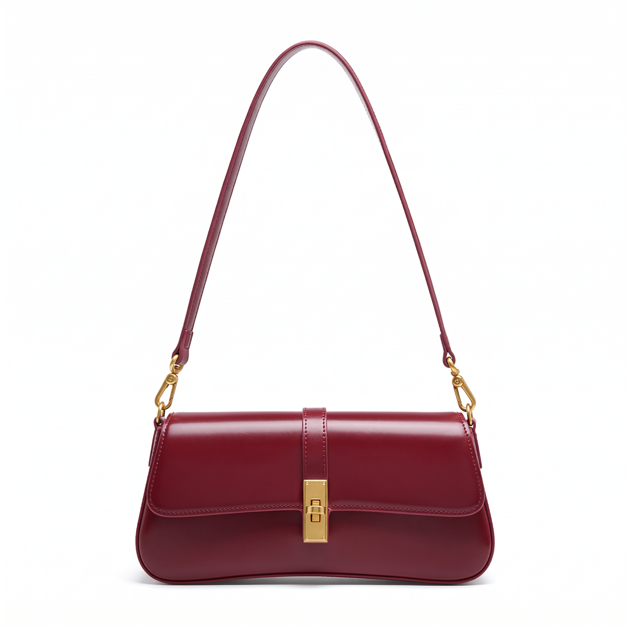 Sac LADY rouge bordeaux en cuir, vue de face