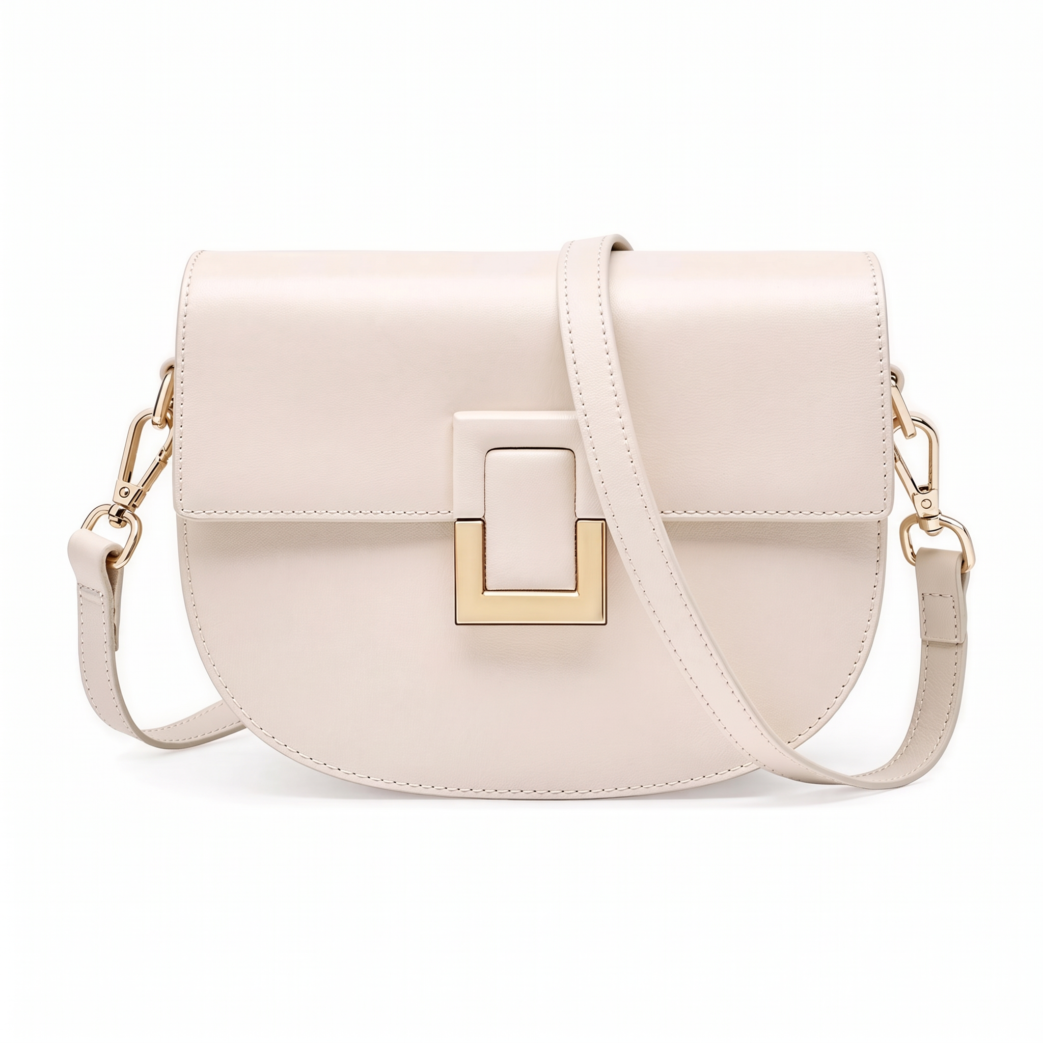 Sac LARA beige en cuir, vue de face