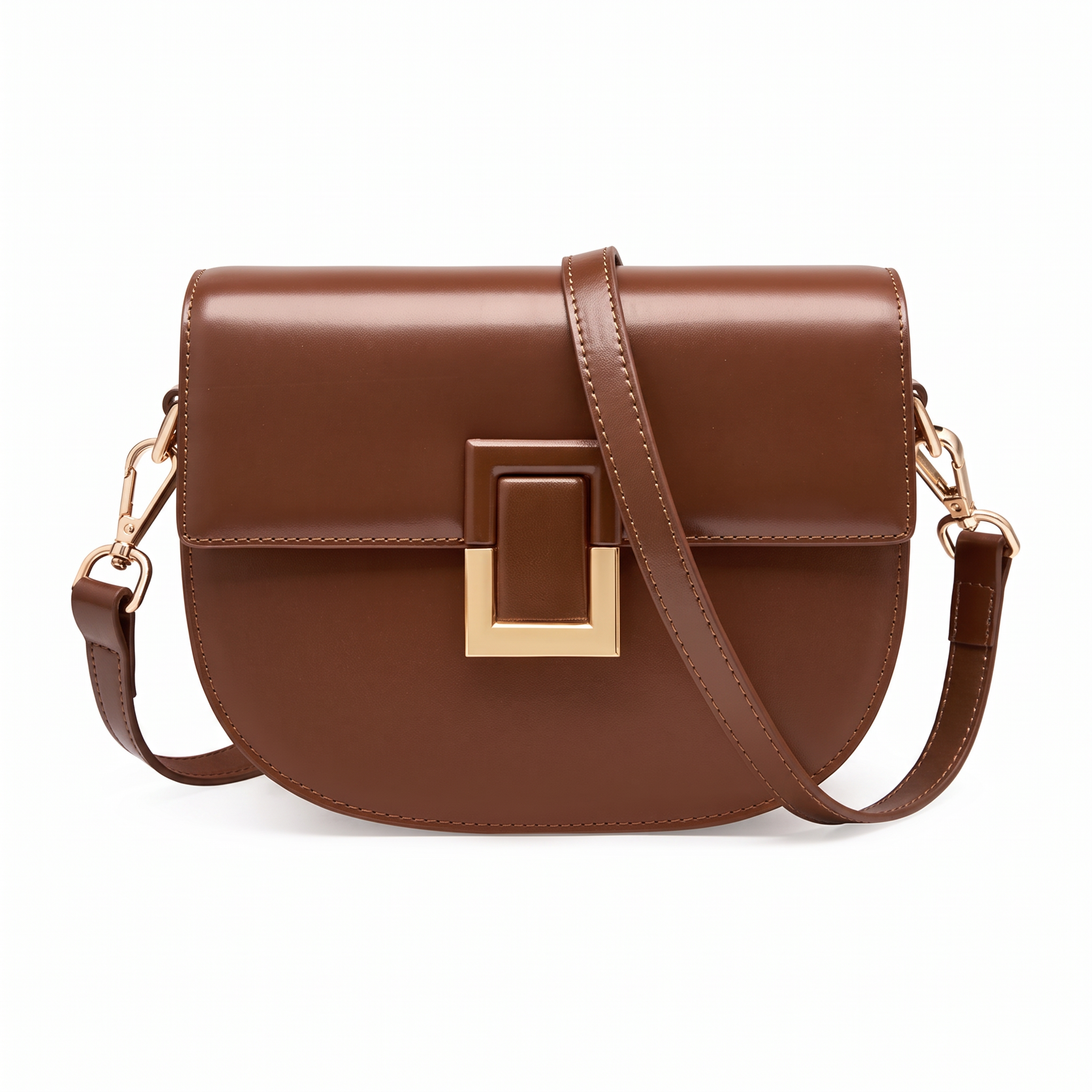 Sac LARA marron en cuir, vue de face