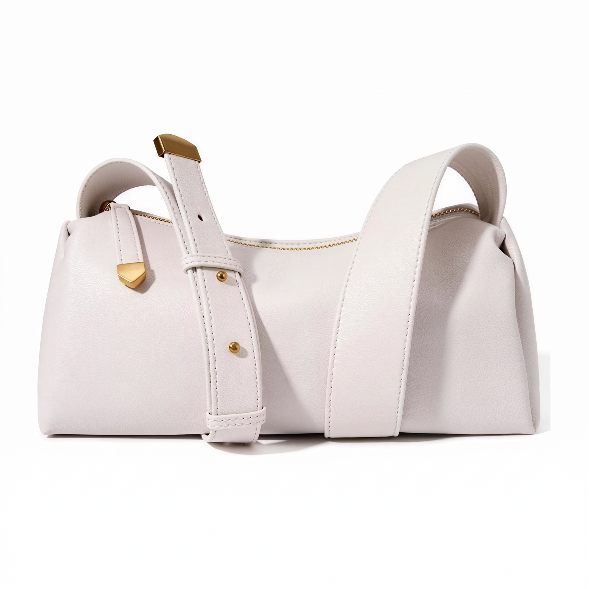 Sac LAYOUN blanc en cuir, vue de face