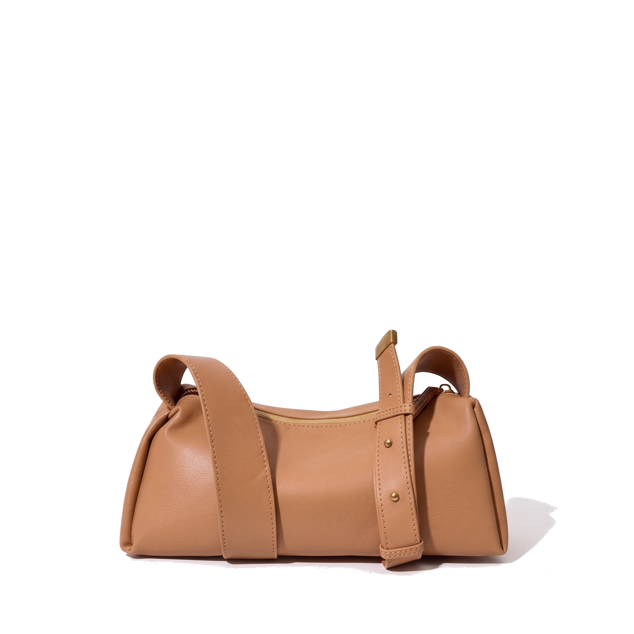 Sac LAYOUN camel en cuir, vue de face