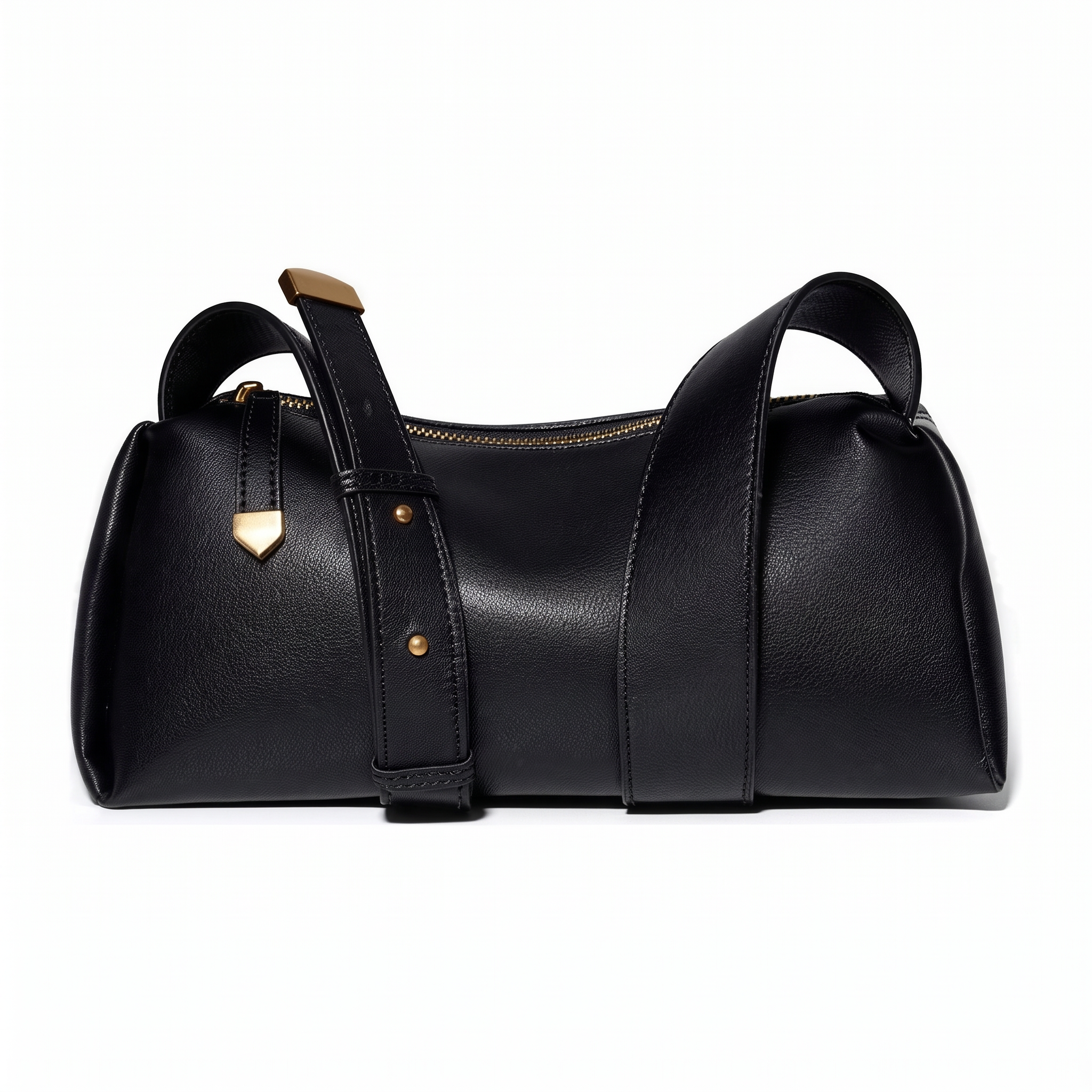 Sac LAYOUN noir en cuir, vue de face
