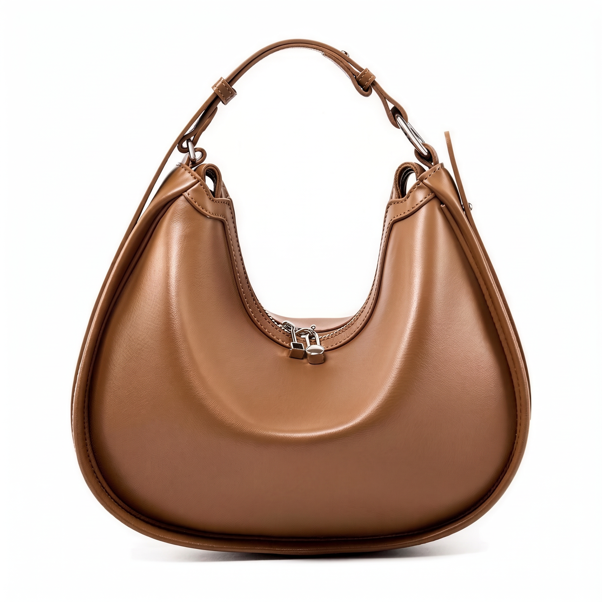 Sac LÉONIE marron en cuir, vue de face