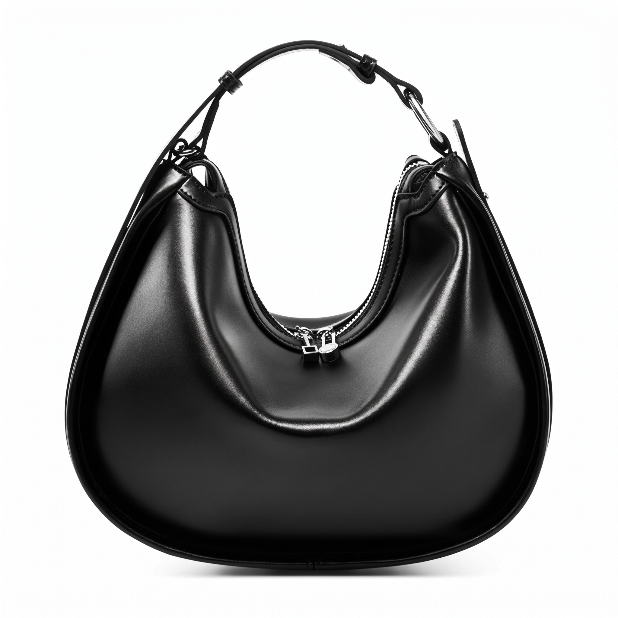 Sac LÉONIE noir en cuir, vue de face