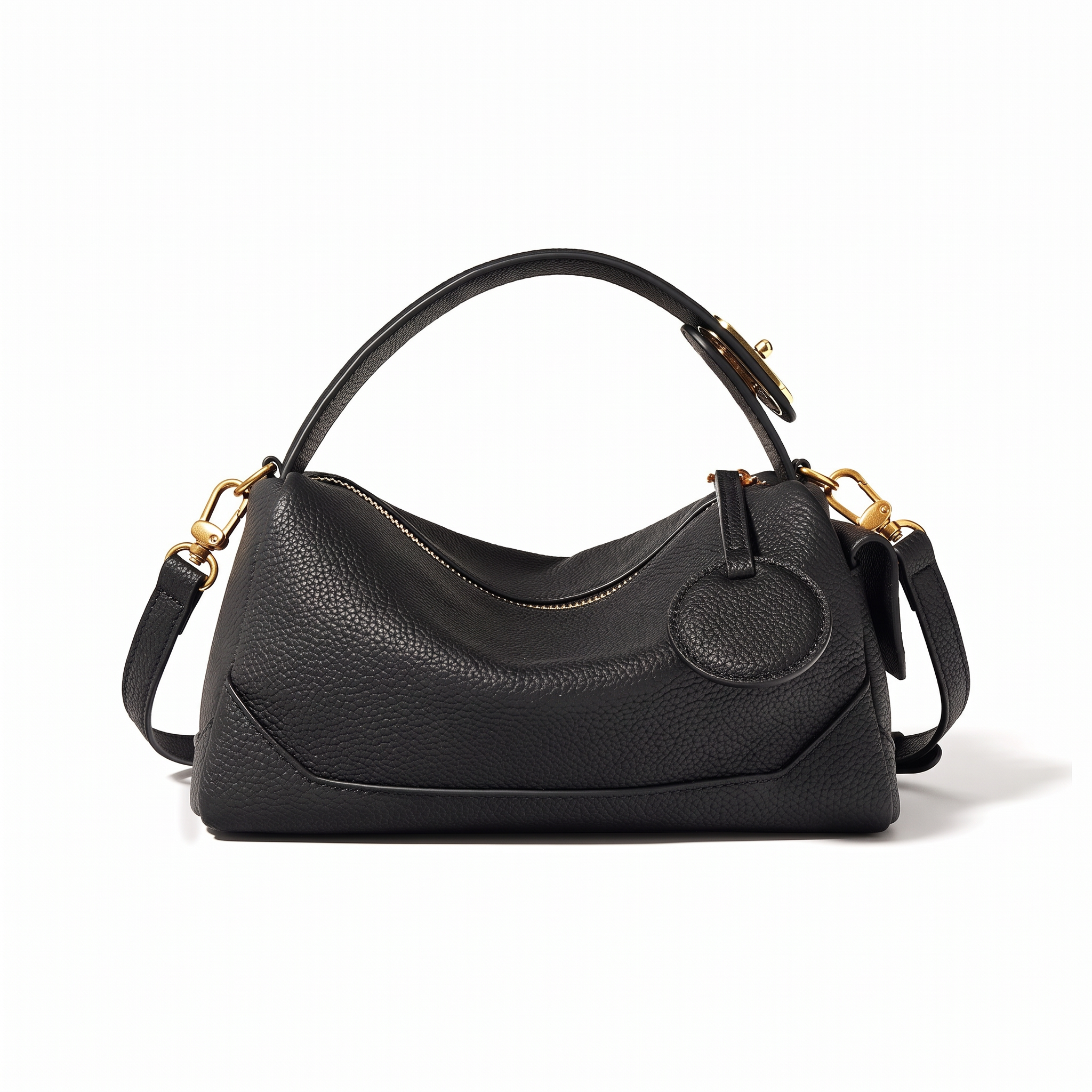 Sac LISA noir en cuir, vue de face