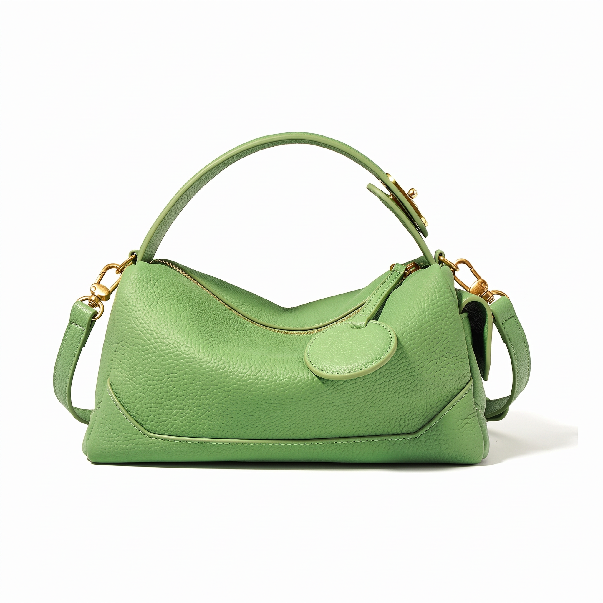 Sac LISA pistache en cuir, vue de face