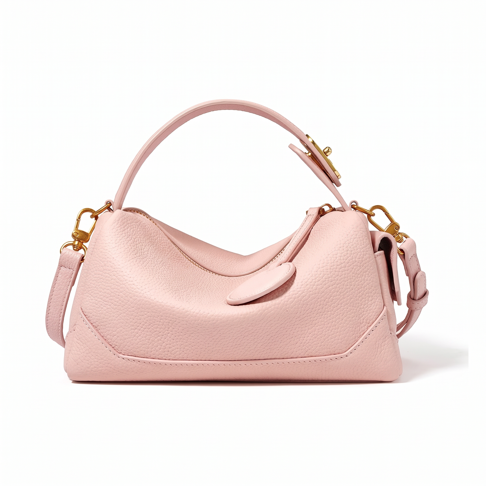 Sac LISA rose en cuir, vue de face