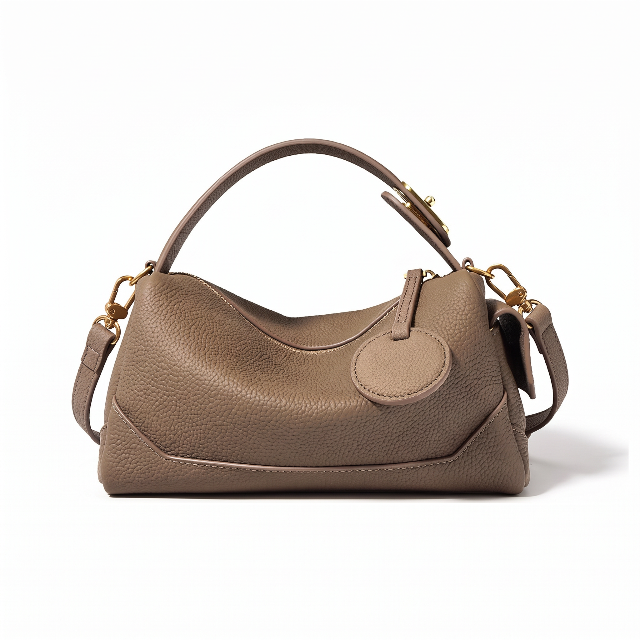Sac LISA taupe en cuir, vue de face