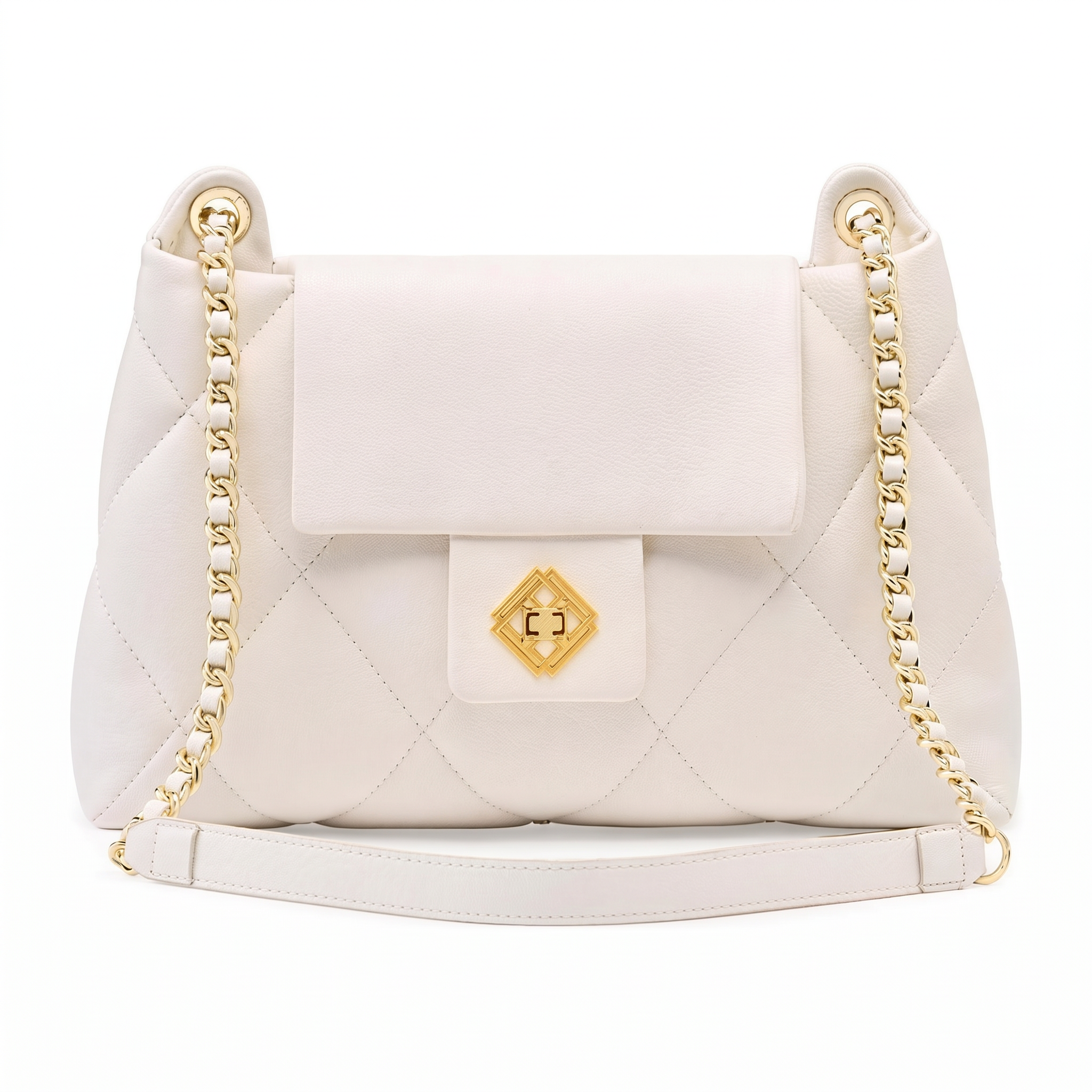 Sac LIVIA beige en cuir, vue de face